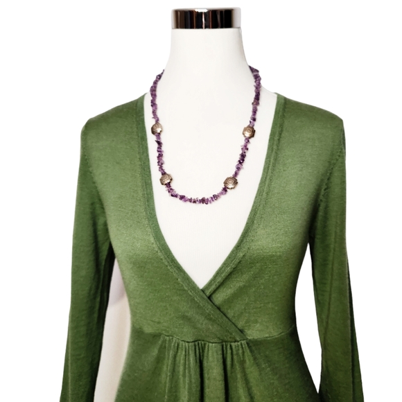 Amethyst Chip Silver Aztec Station Necklace - Picture 5 of 8